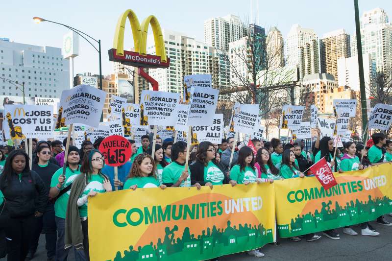 Low-Wage Workers Strike And Rally For $15 Wage In Chicago