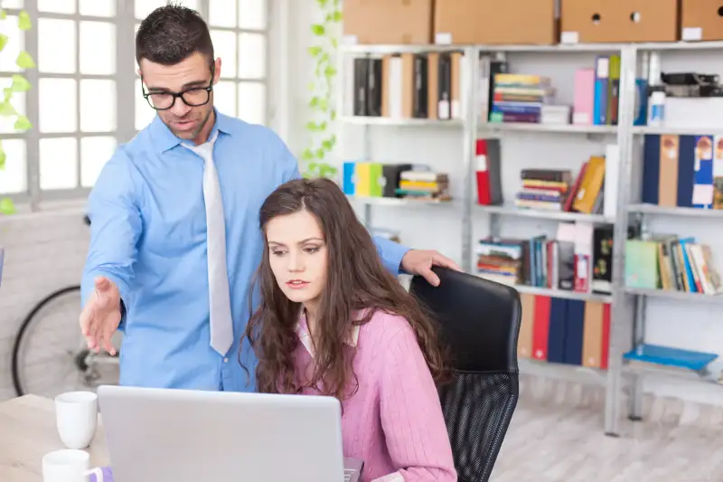 Female assistant having problems at workplace