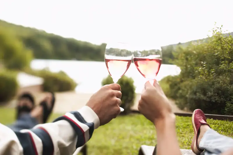 Hands with wine toasting