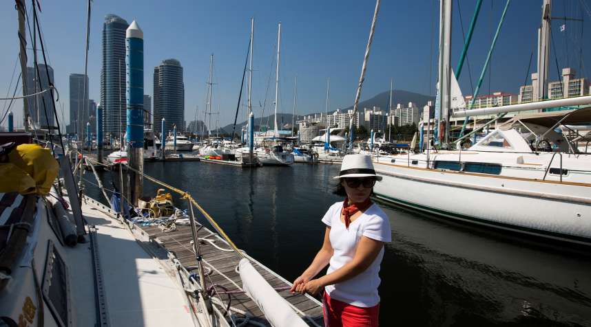 Marina in the Haeundae district in Busan, South Korea, on July 31, 2015.