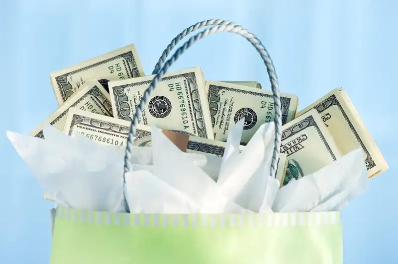 cash in gift bag