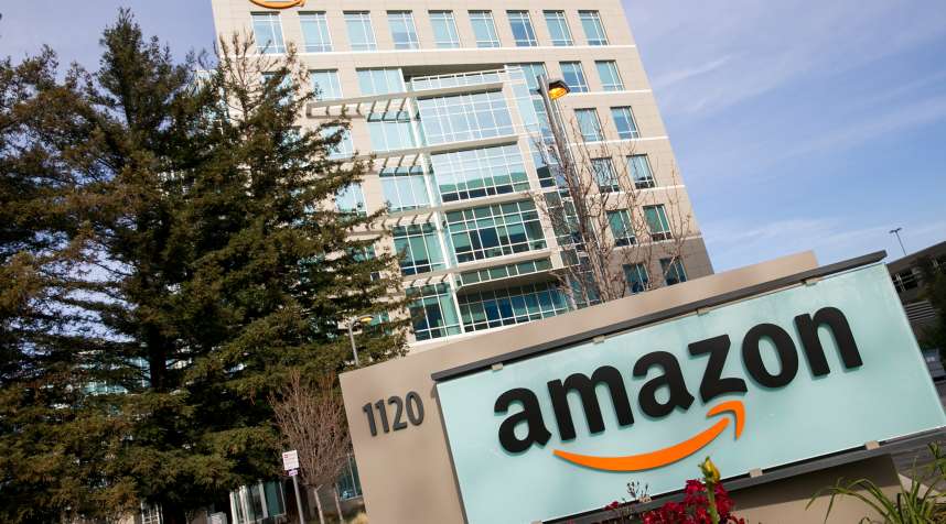 An office building occupied by Amazon.com in Sunnyvale, California on January 1, 2014.