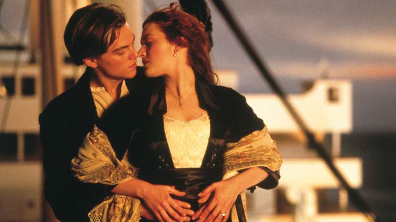 Left to right: Leonardo DiCaprio plays Jack Dawson and Kate Winslet plays Rose DeWitt in TITANIC, from Paramount Pictures and Twentieth Century Fox.