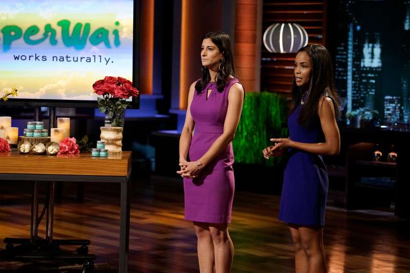 On  Shark Tank  TV show, two young business owners demonstrate their natural deodorant.