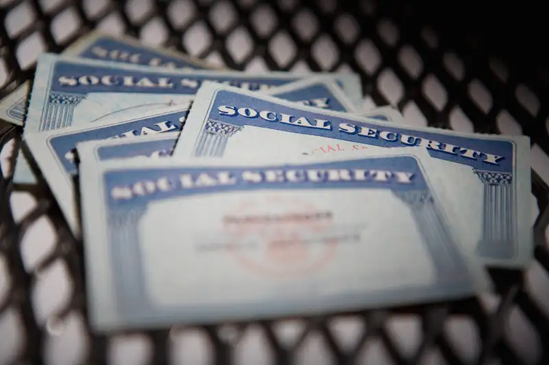 Close-up of social security cards