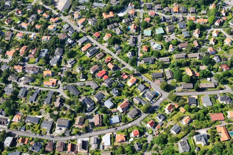 Aerial view of suburb