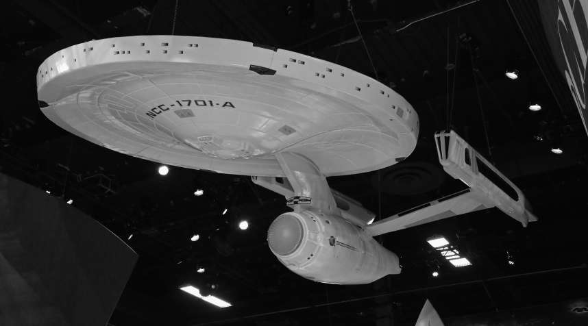 A model of the USS Enterprise from the 'Star Trek' movie franchise .