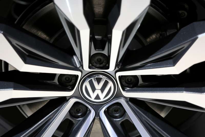 The wheel hub of a Volkswagen Tiguan R line automobile sits on display at the Volkswagen AG (VW) annual general meeting (AGM) in Hannover, Germany, on June 22, 2016.