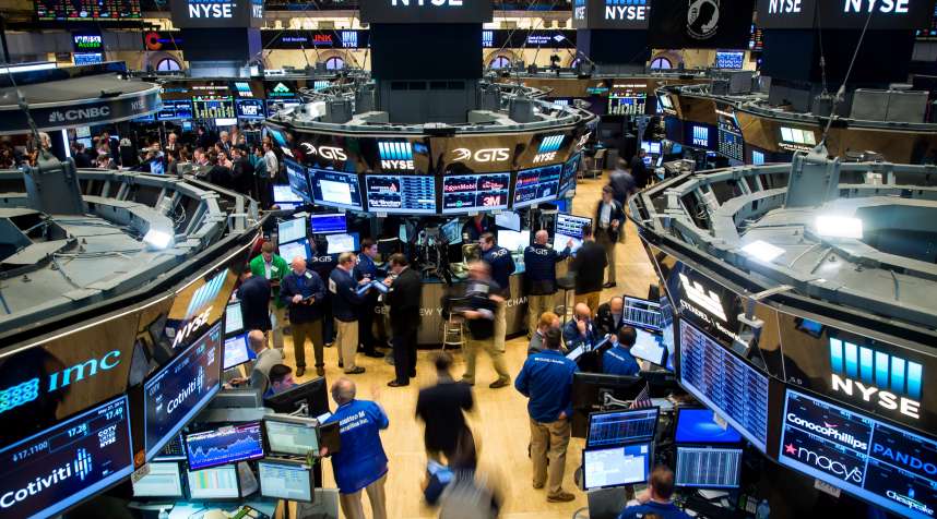 Traders work on the floor of the New York Stock Exchange (NYSE) in New York on May 27, 2016.