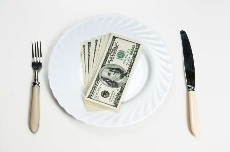 banknotes on a plate