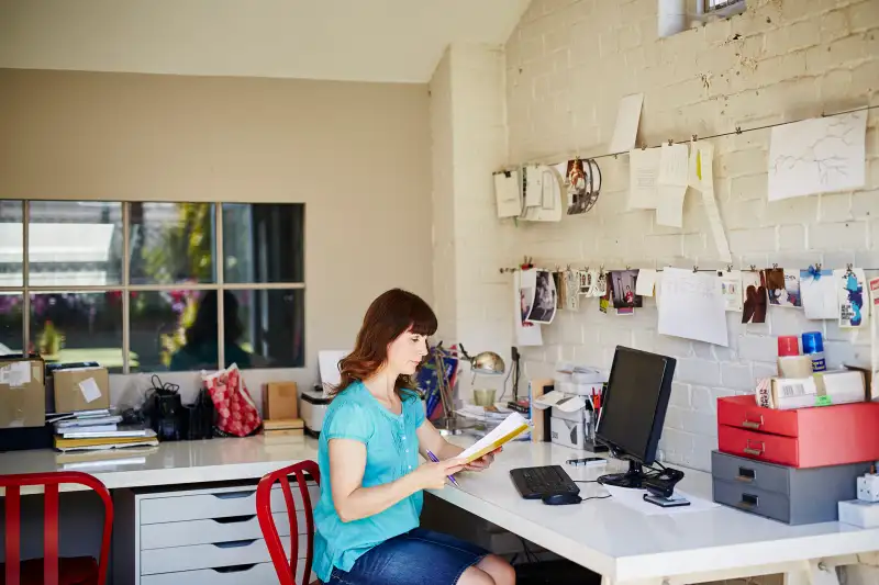 woman in home office