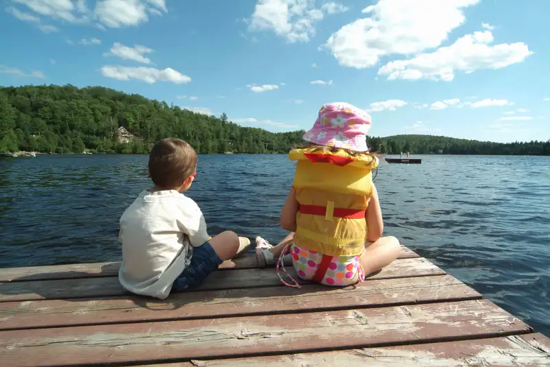 Kids Sitting on Dock