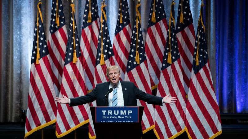 Republican presidential candidate Donald Trump speaks before introducing his newly selected vice presidential running mate Mike Pence, governor of Indiana, during an event at the Hilton Midtown Hotel, July 16, 2016 in New York City. On Friday, Trump announced on Twitter that he chose Pence to be his running mate.