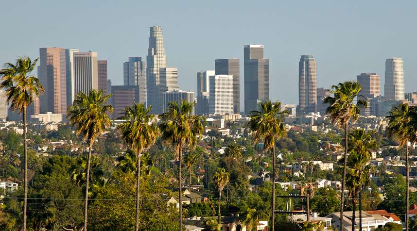 View of downtown Los Angeles from Silver Lake, California