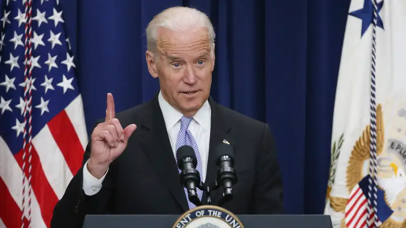 Vice President Joseph Biden speaks at the Eisenhower Executive Office Building April 14, 2016 in Washington, DC. Biden hosted the the 'Its On Us Champions of Change' event at the White House and spoke about stopping sexual assaults on college campuses.