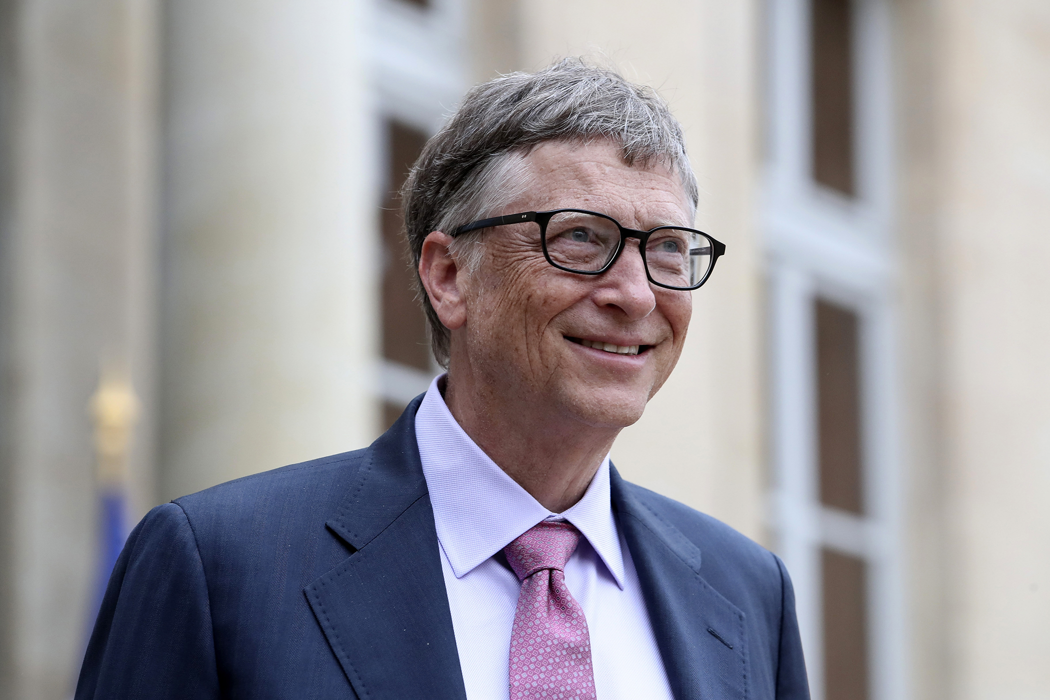 Philanthropist and co-founder of Microsoft, Bill Gates, leaves after a meeting with France's President Francois Hollande at the Elysee Palace in Paris, Monday, June 27, 2016.