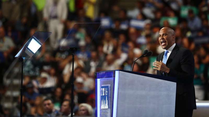 Senator Cory Booker, a Democrat from New Jersey, speaks during the Democratic National Convention (DNC) in Philadelphia, Pennsylvania, U.S., on Monday, July 25, 2016.
