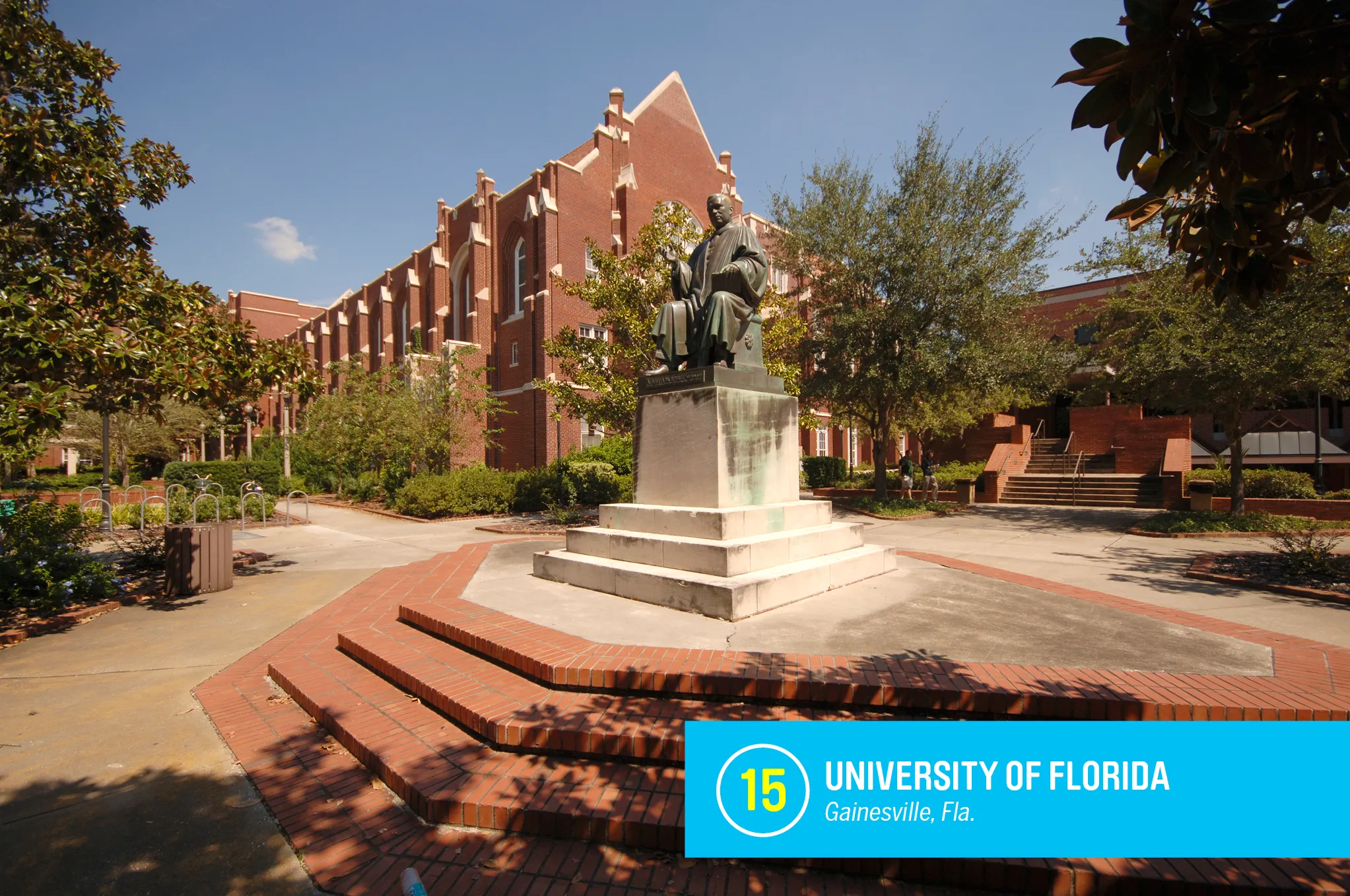 The <a href="https://money.com/best-colleges/profile/university-of-florida/" target="_blank">University of Florida</a> is one of the biggest bargains in higher education, with tuition of just $6,300 a year for Floridians. For that low price, students get access to some of the world’s top professors, well-respected programs in fields as diverse as astronomy and journalism, and sports teams that often dominate their leagues. <a href="https://money.com/best-colleges/profile/university-of-florida/" target="_blank">FULL PROFILE</a>