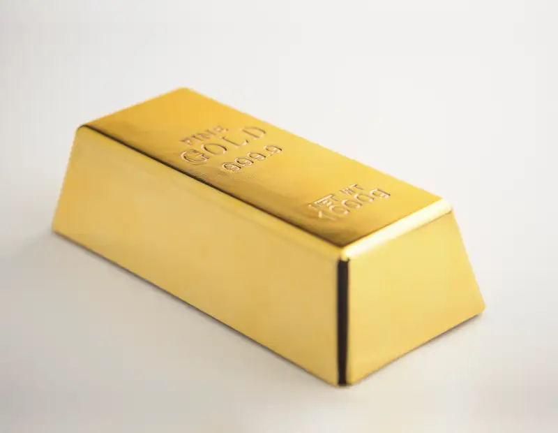 Gold bar on white background