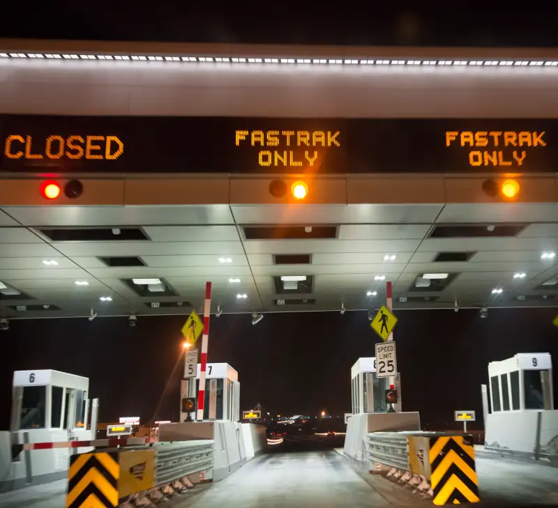 Toll Plaza at Bay Bridge at night