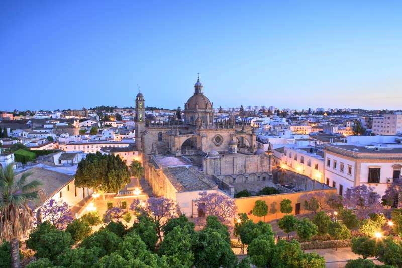 The Cathedral of San Salvador at Dawn, Jerez de la Frontera, Cadiz Province, Andalusia, Spain, South West Europe
