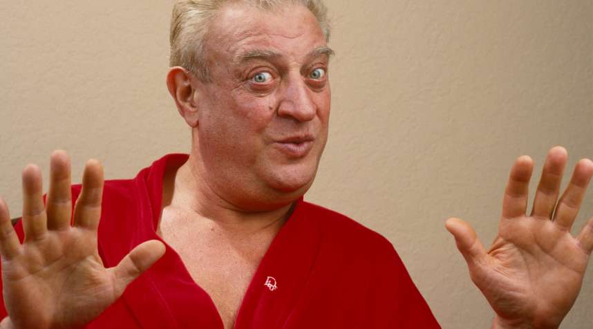 BEVERLY HILLS, CA - 1987:  Comedian and film star Rodney Dangerfield poses during a 1987 Beverly Hills, California, photo portrait session to promote his return to Las Vegas. Dangerfield starred in several hit movies including,  Caddyshack,   Easy Money,  and  Back to School.  He died of heart complications in 2004. (Photo by George Rose/Getty Images)