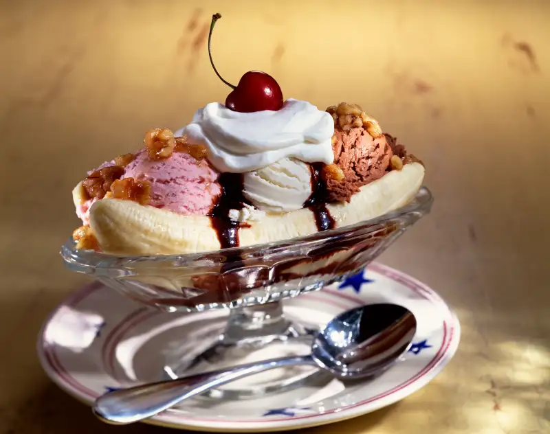 Banana split with cherry on top