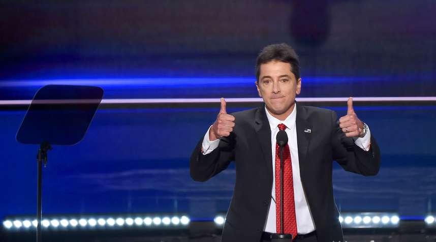 Actor Scott Baio speaks on the first day of the Republican National Convention in Cleveland.