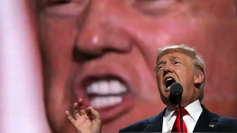 Republican U.S. presidential nominee Donald Trump speaks as he accepts the nomination during the final session of the Republican National Convention in Cleveland, Ohio, July 21, 2016.