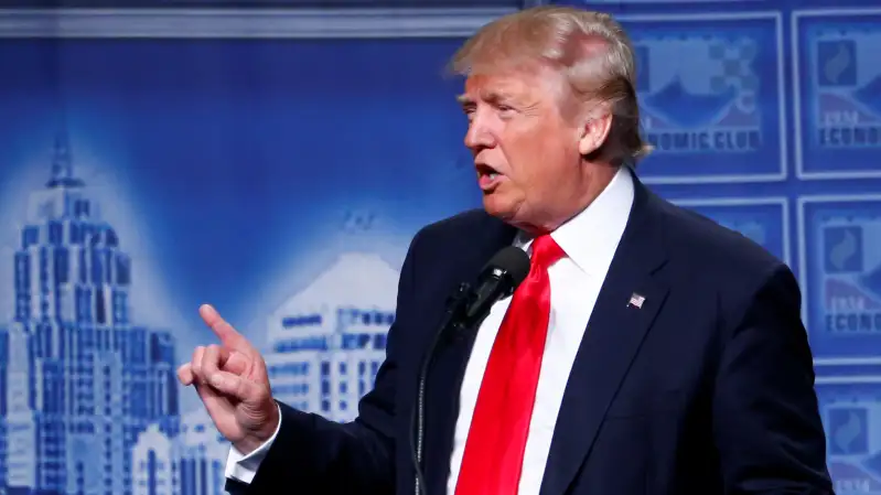 Republican U.S. presidential nominee Donald Trump speaks to the Detroit Economic Club at the Cobo Center in Detroit, Michigan August 8, 2016.