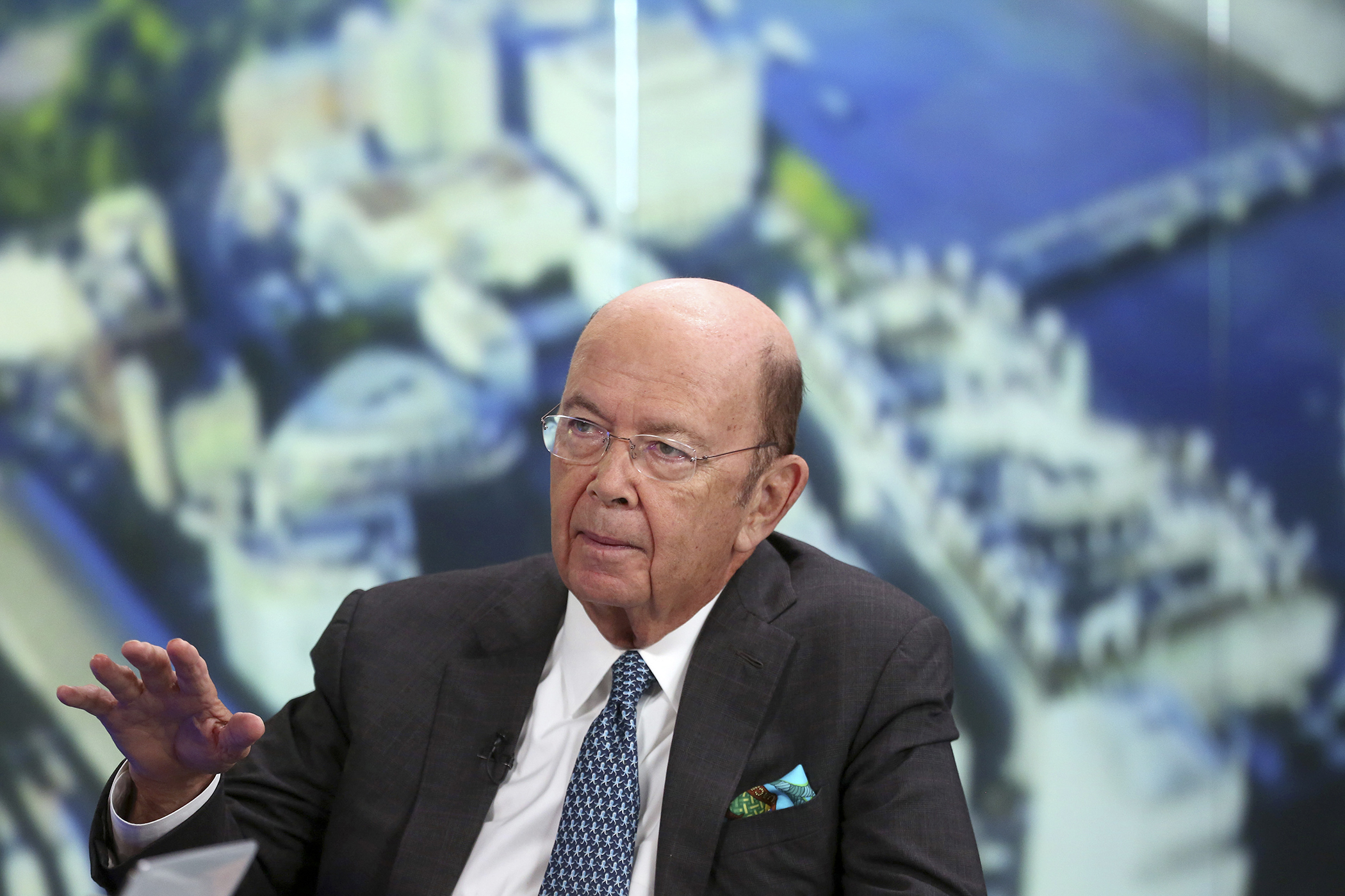 Wilbur Ross, U.S. billionaire, chairman and chief executive officer of WL Ross & Co. LLC, gestures as he speaks during a Bloomberg Television interview in London, U.K., on Tuesday, Nov. 18, 2014. Ross, a turnaround financier, ordered four very large crude carriers from Daewoo Shipbuilding & Marine Engineering Co. due in 2016 and 2017 in a joint venture with AWilhelmsen AS, an Oslo-based shipping company.