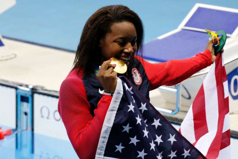 USA's Simone Manuel and Canada's Penny Oleksiak won the final of the 100m freestyle women in the swimming event in Olympic Swimming Pool, Rio, Brazil on August 10th, 2016.