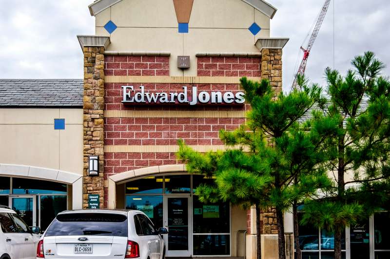 The exterior of Edward Jones, a financial investment business in a strip mall in Oklahoma City, October 6, 2015.