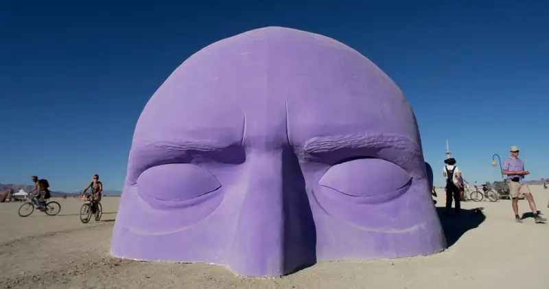 BURNING MAN -- 08/30/05 -- BLACK ROCK DESERT, NV -- A giant head, one of many art installlations dot