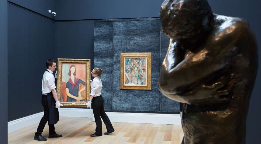 Masterpieces by Modigliani, Picasso and Rodin unveiled at Sotheby's on June 16, 2016 in London, England.