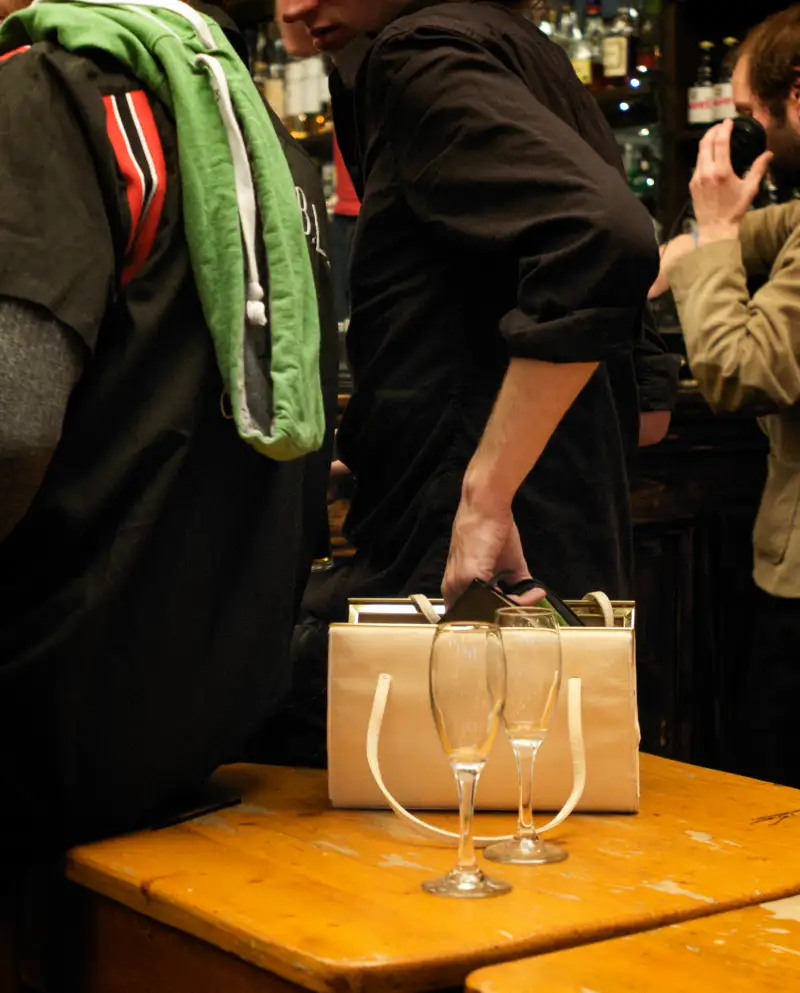 riotous drinking party in public bar