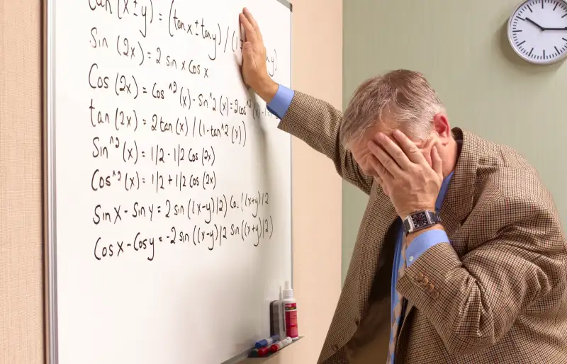 Senior maths teacher suffering emotional stress.