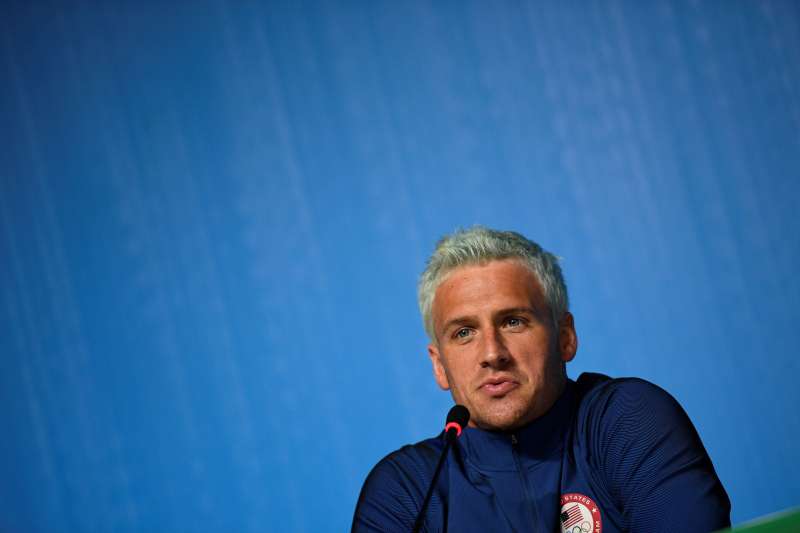 US swimmer Ryan Lochte holds a press conference on Aug. 3 in Rio de Janeiro, two days ahead of the opening ceremony of the Rio 2016 Olympic Games.
