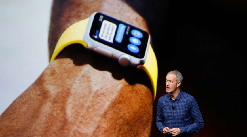 Apple COO Jeff Williams announces Apple Watch Series 2 during a launch event on September 7, 2016 in San Francisco, California. Apple Inc. is expected to unveil latest iterations of its smart phone, forecasted to be the iPhone 7. The tech giant is also rumored to be planning to announce an update to its Apple Watch wearable device.