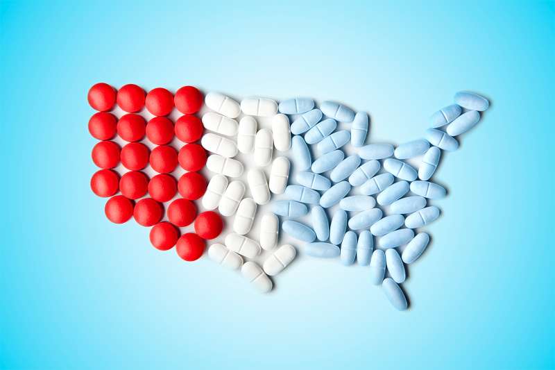 shape of america made out of pills