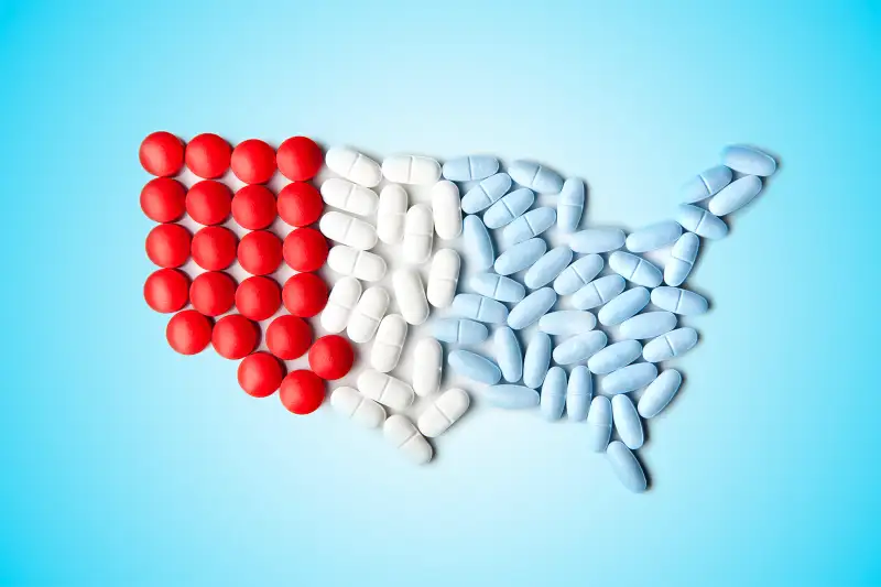 shape of america made out of pills