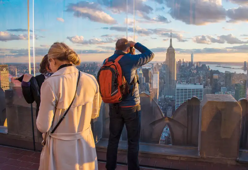 Tourists on viewing deck at Top of the Rock