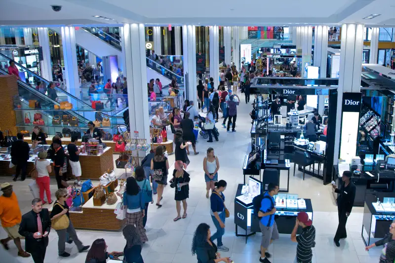 People shopping in luxurious surroundings