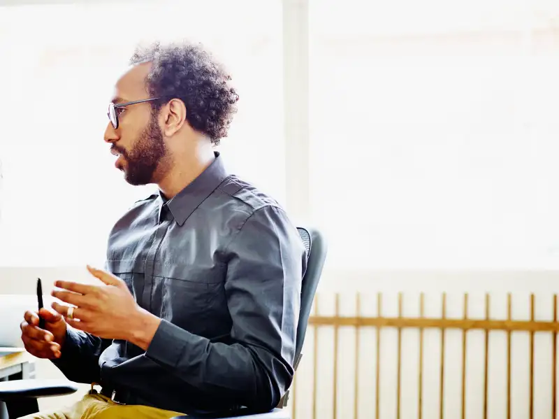 Businessman in discussion in office
