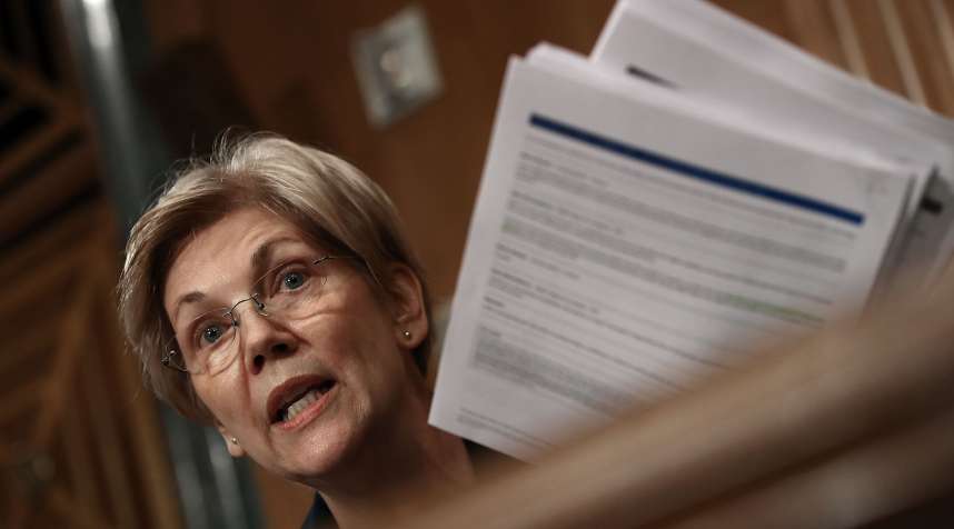 Sen. Elizabeth Warren questions John Stumpf, chairman and CEO of the Wells Fargo Company, during a hearing of the Senate Banking, Housing and Urban Affairs Committee on Sept. 20, 2016 in Washington, DC.