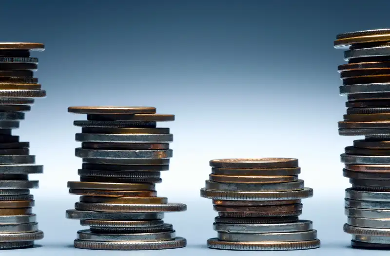 stacks of coins of various heights