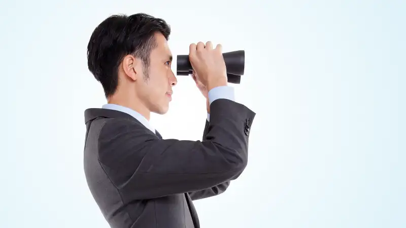 man with binoculars