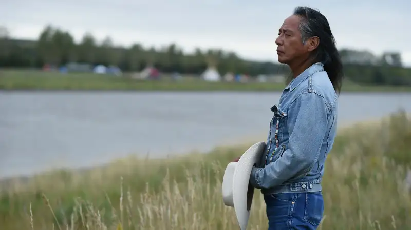 Ron His Horse Is Thunder, a spokesman for the Standing Rock Sioux Tribe, explains the tribe's opposition to the Dakota Access Pipeline (DAPL), during an interview with AFP at an encampment of Native Americans and their supporters near Cannon Ball, North Dakota, September 4, 2016.