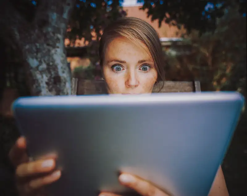 Woman using tablet pc.