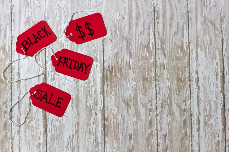 Black Friday Sales Tab on Wood Board